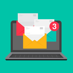 message inbox notification, email alert, email marketing vector illustration