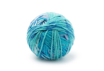 Ball of yarn on white background