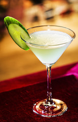 cucumber and lime martini mixed cocktail drink glass