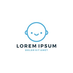 baby head face toddler logo cute vector line art outline lineart monoline simple minimal