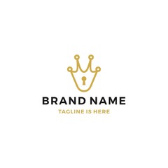 king crown keyhole key hole lock logo vector line outline