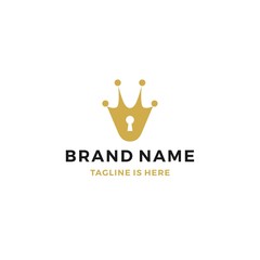 king crown keyhole key hole lock logo vector line outline