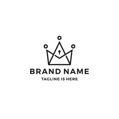 king crown keyhole key hole lock logo vector line outline