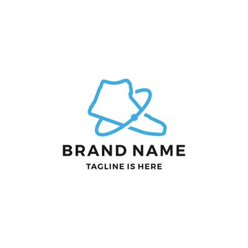 Shoe Sneaker Planet Shop Store Trade Logo Vector Icon Line Outline Lineart Monoline