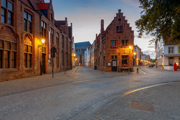 Obraz premium Brugge. Old medieval street.