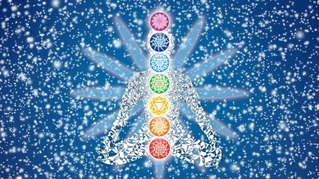 РњСѓР&raquo;Silhouette of a yogi in a lotus position against the background of a rotating starry sky and mandala petals. Color chakras and body yoga are also in rotation. Video.&sbquo;С&bdquo;РёР&raquo;СЊРј Synfig1