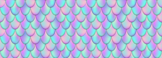 Creative vector illustration of holographic mermaid tail background isolated on transparent background. Art design mesh gradient magic fish skin. Abstract concept graphic water-nymph element