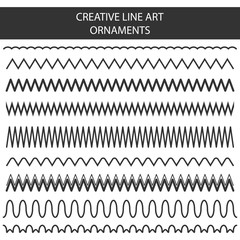 Creative vector illustration of hand drawn line frames set isolated on transparent background. Seamless doodle geometric pattern. Art design sketch ornaments. Abstract concept graphic element