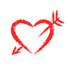 Vector hand-drawn red heart.
