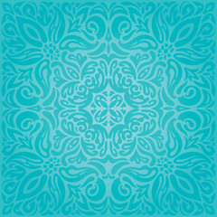 Turquoise floral holiday vintage background wallpaper green blue fashion decorative mandala design