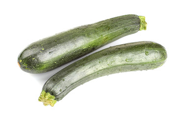 Two fresh zucchini on white background. isolated