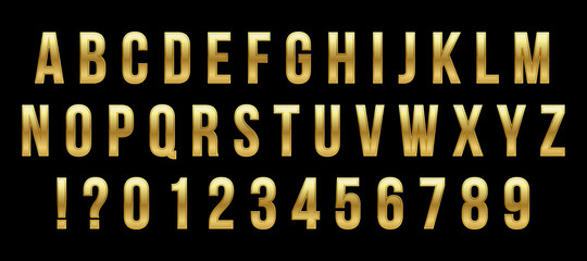 Creative vector illustration of golden glossy font, gold alphabet, metal typeface isolated on transparent background. Art design luxury metallic typographic abc. Abstract concept graphic element.