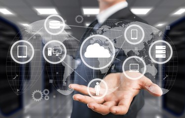 Businessman working on digital chart