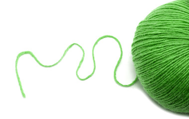 Green Yarn Ball on white background
