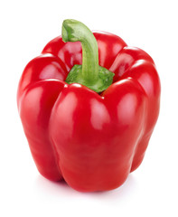 single ripe red pepper isolated on white background