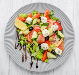 Greek salad with vegetables and spices