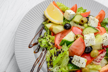 Greek salad with vegetables and spices