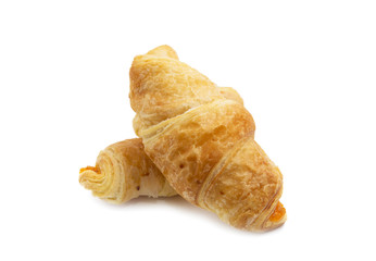 Fresh and tasty croissant over white background