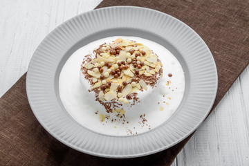 Meringue cake with chocolate cream