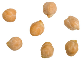 Peas isolated on white, top view