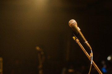 Microphone on stage at concert.