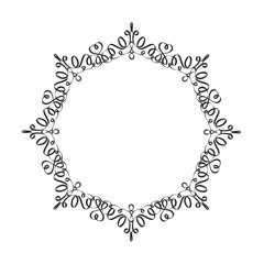 Decorative frame. Elegant vector element for design in Eastern style, place for text. Black outline floral border. Lace illustration for invitations and greeting cards