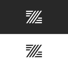 Logo Z letter monogram. Minimal style hipster emblem design template. Typography business card initial ZZZ identity.