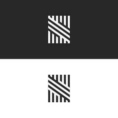 Modern hipster monogram S letter logo, creative trendy business card hipster initial emblem, black and white overlapping parallel lines minimal style