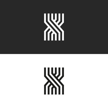 Minimal style logo X letter icon monogram, intersection thin lines initial creative corparate emblem