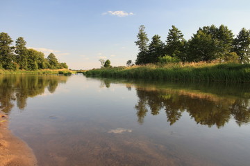 Fototapeta na wymiar River in the summer, Nida river, świętokrzyskie