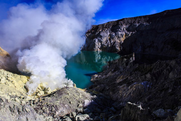 Mount Ijen crater lake, Indonesia