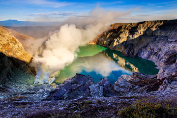 Mount Ijen crater lake, Indonesia