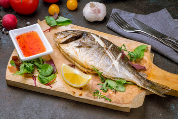 Dorado on grill