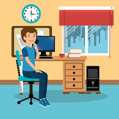 young man in the workplace office