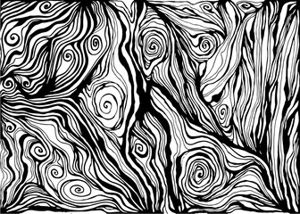 Black white decorative doodles wave.