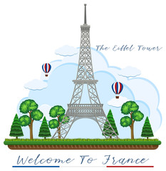 Fototapeta na wymiar Welcome to France with eiffel tower