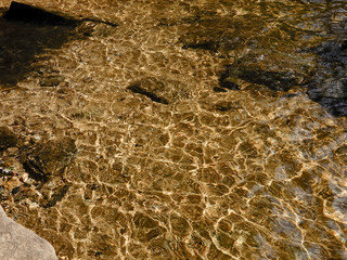 Caustic pattern produced by sunlight being refracted by the rippling water surface. 