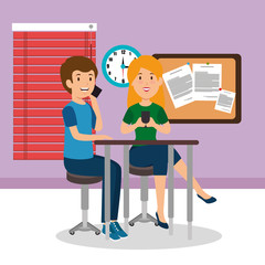 young couple in the workplace office