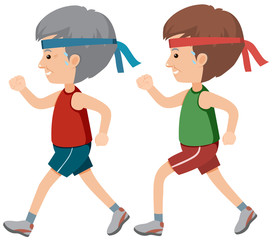 All Age Male Jogging on White Background