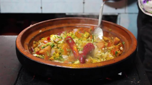 Moroccan Tajine Being Cooked