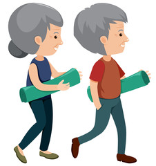 Elderly Couple Getting Ready for Yoga