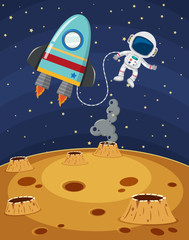 Fototapeta premium Astronaut Exploring Fantasy Planet Surface