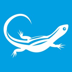 Lizard icon white isolated on blue background vector illustration