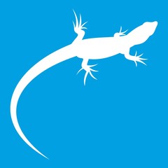 Lizard icon white isolated on blue background vector illustration