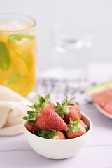 strawberries and iced tea