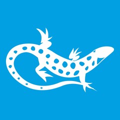 Lizard icon white isolated on blue background vector illustration