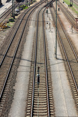 Obraz premium Schienen Eisenbahnschienen Bahnhof