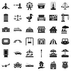 City icons set. Simple style of 36 city vector icons for web isolated on white background