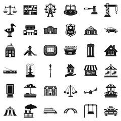 City architecture icons set. Simple style of 36 city architecture vector icons for web isolated on white background
