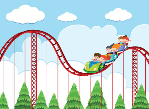 A roller coaster ride at theme park